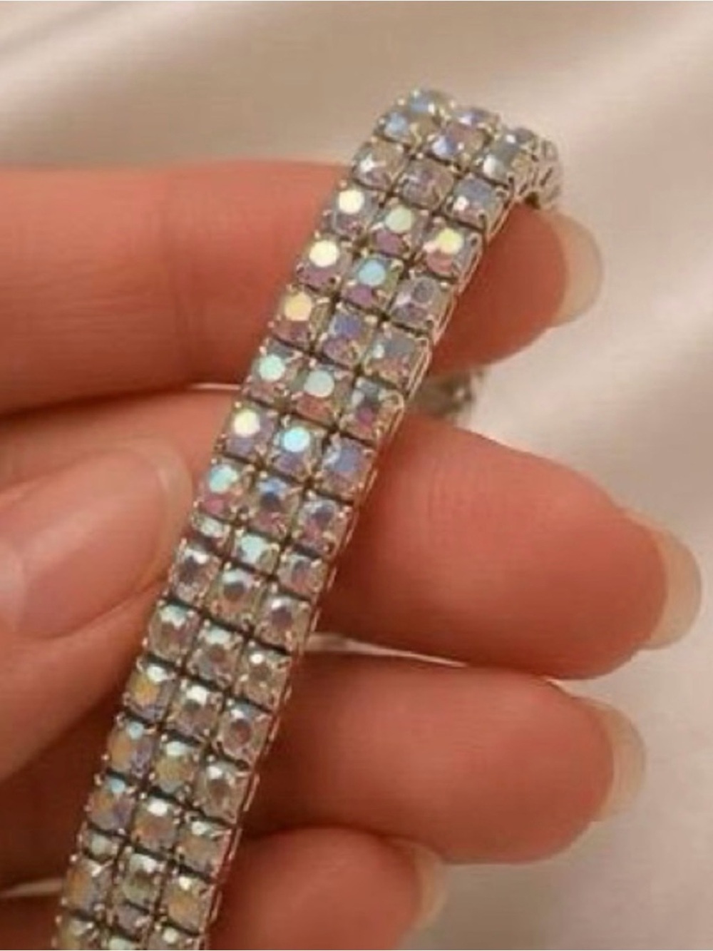 Iridescent & Clear Rhinestone Bracelet Set - Picture 3 of 4